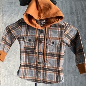 Made by molly Kids Plaid Shacket - Orange and Gray